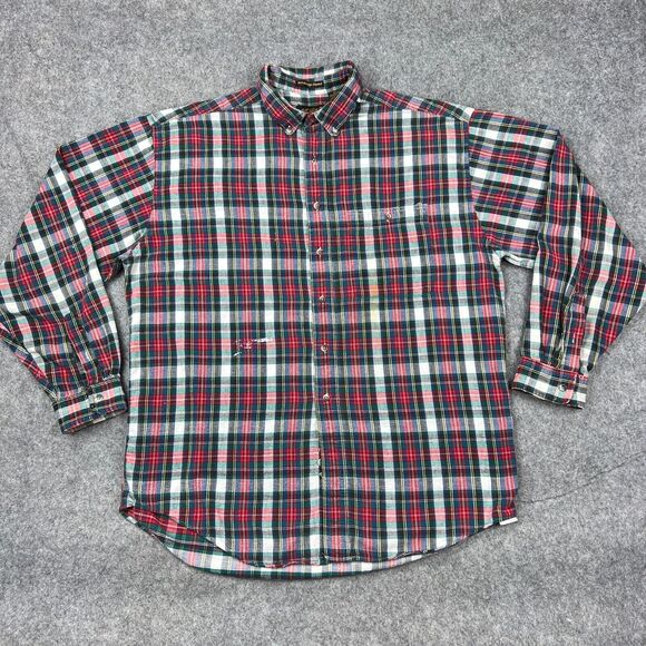 VTG Eddie Bauer Shirt Mens Extra Large Red Plaid Bainbridge Flannel Long Sleeve‎ - Picture 1 of 15